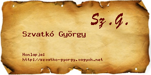 Szvatkó György névjegykártya
